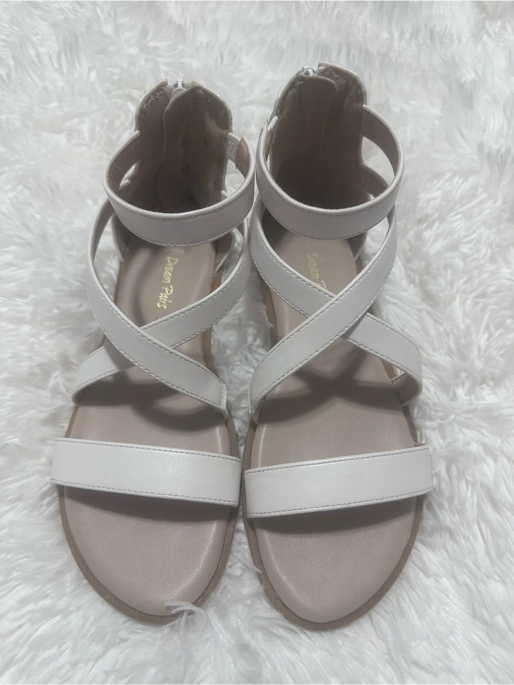 Used Dream Pairs White Crisscross Ankle Strap Sandals Size 4